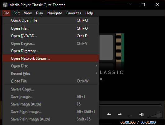 mpc-qt 'Open Network Stream...' in context menu