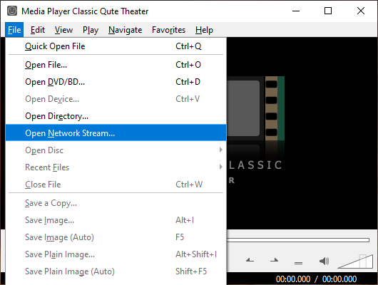 mpc-qt 'Open Network Stream...' in context menu