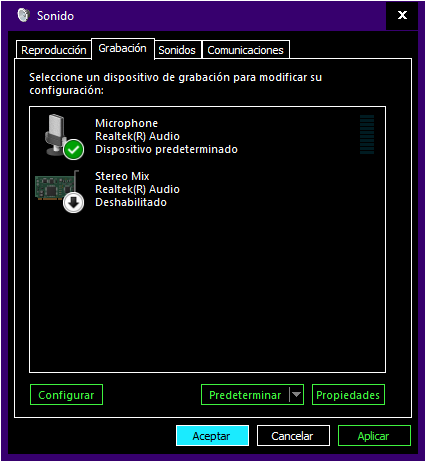 Windows Configuración de Sonido