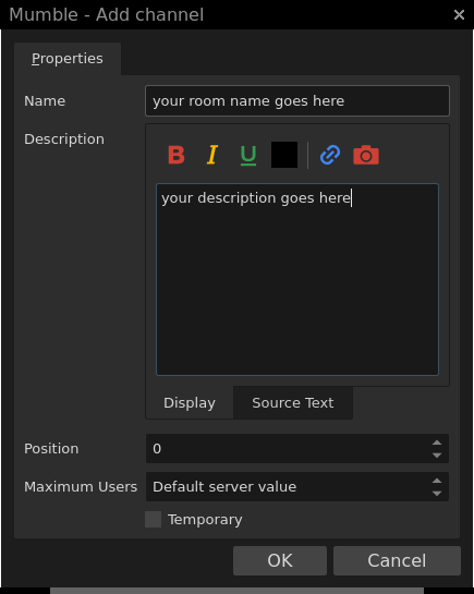 Mumble Add Room