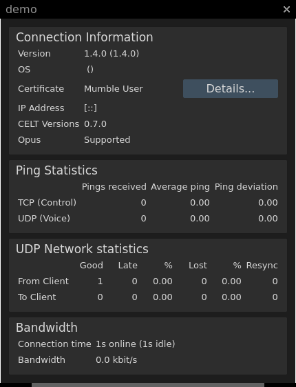 Mumble User Information - No OS Information