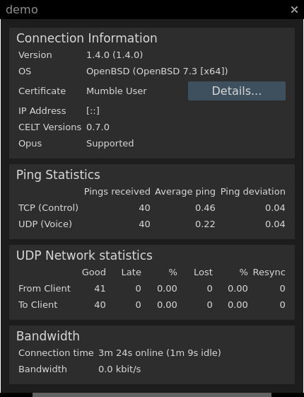 Mumble User Information