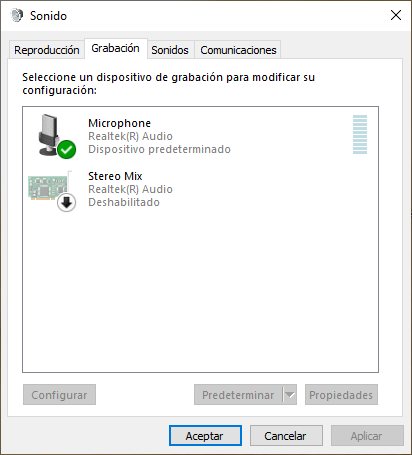 Windows Configuración de Sonido