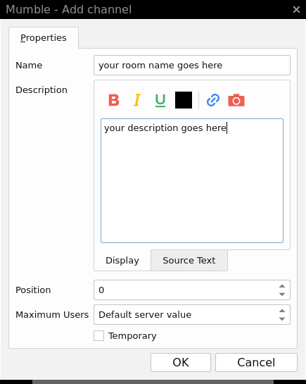 Mumble Add Room