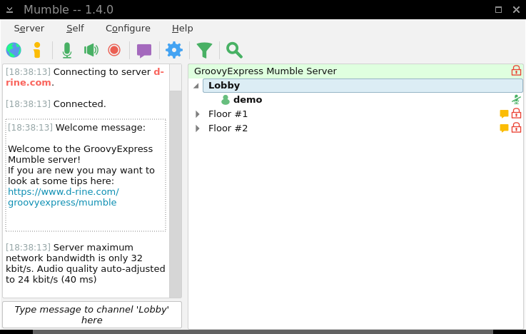 GroovyExpress Mumble Server Room List