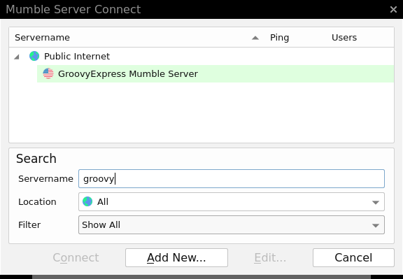 Mumble Server Connect - GroovyExpress Result