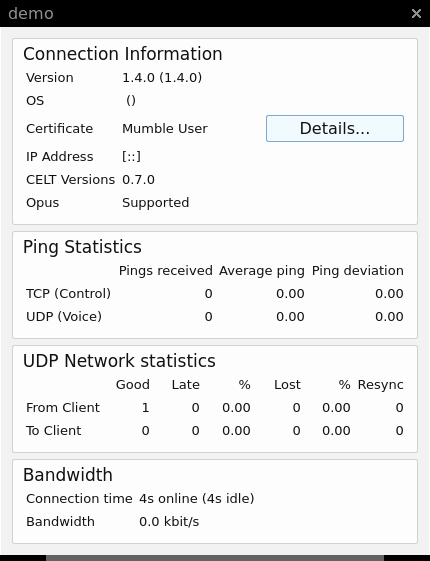 Mumble User Information - No OS Information