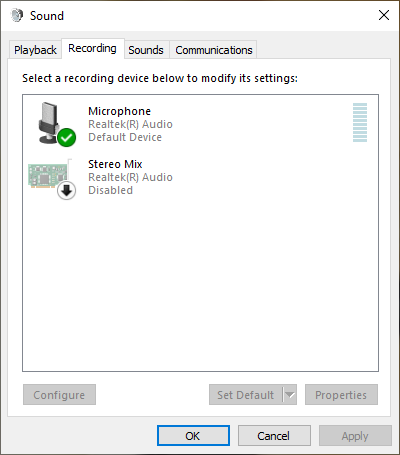 Windows Sound Panel