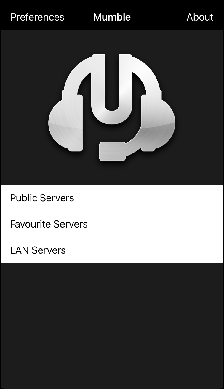 Mumble Home Screen