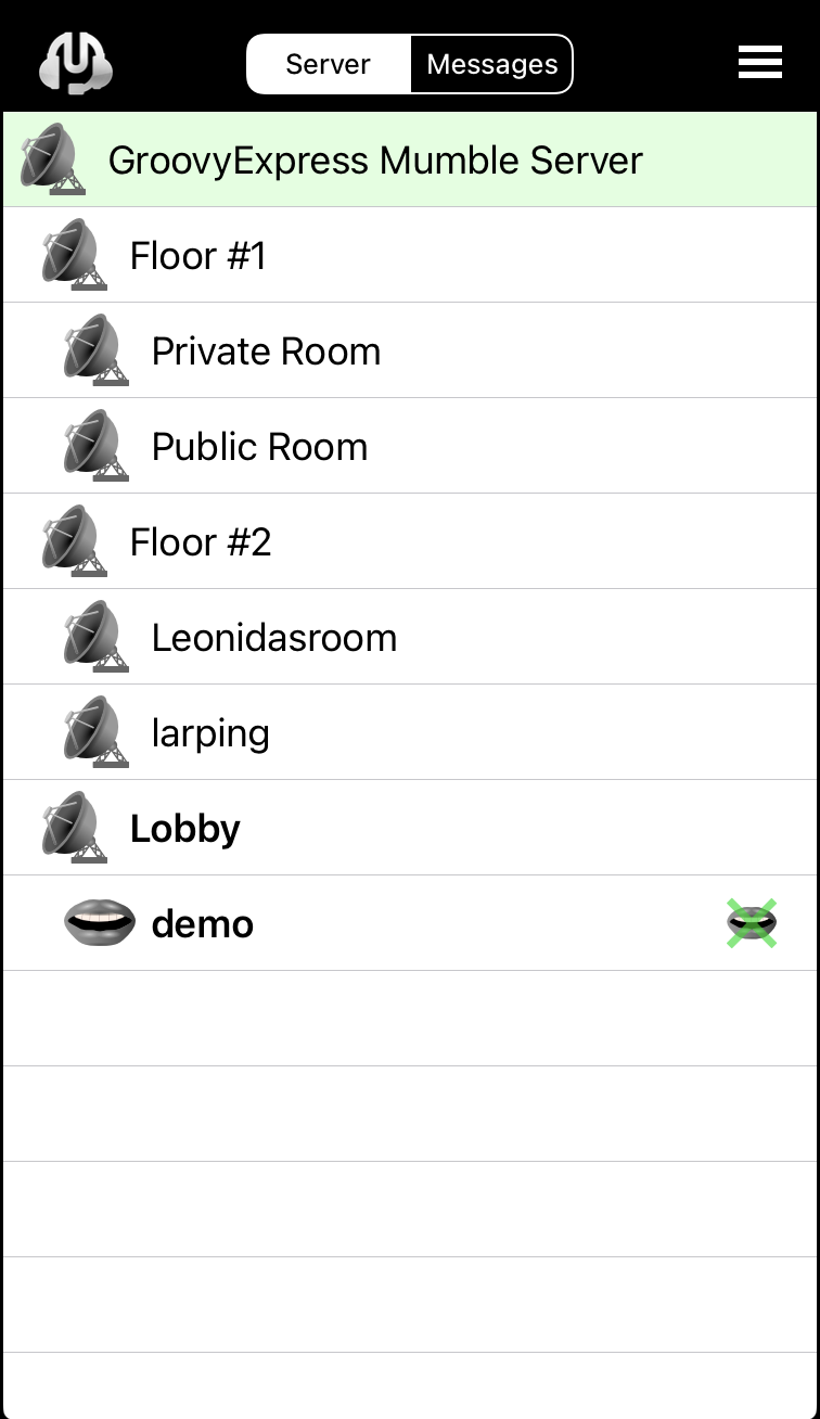GroovyExpress Mumble Server Room List